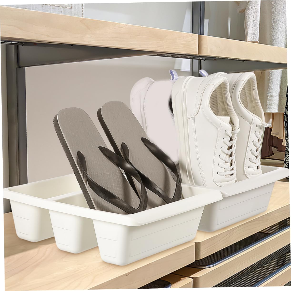 KOMBIUDA 2pcs Plastic Vertical Shoe Rack Closet Shoe Organizer Minimalist Design Space-saving Entryway Storage Sneaker Storage for Home Dorm