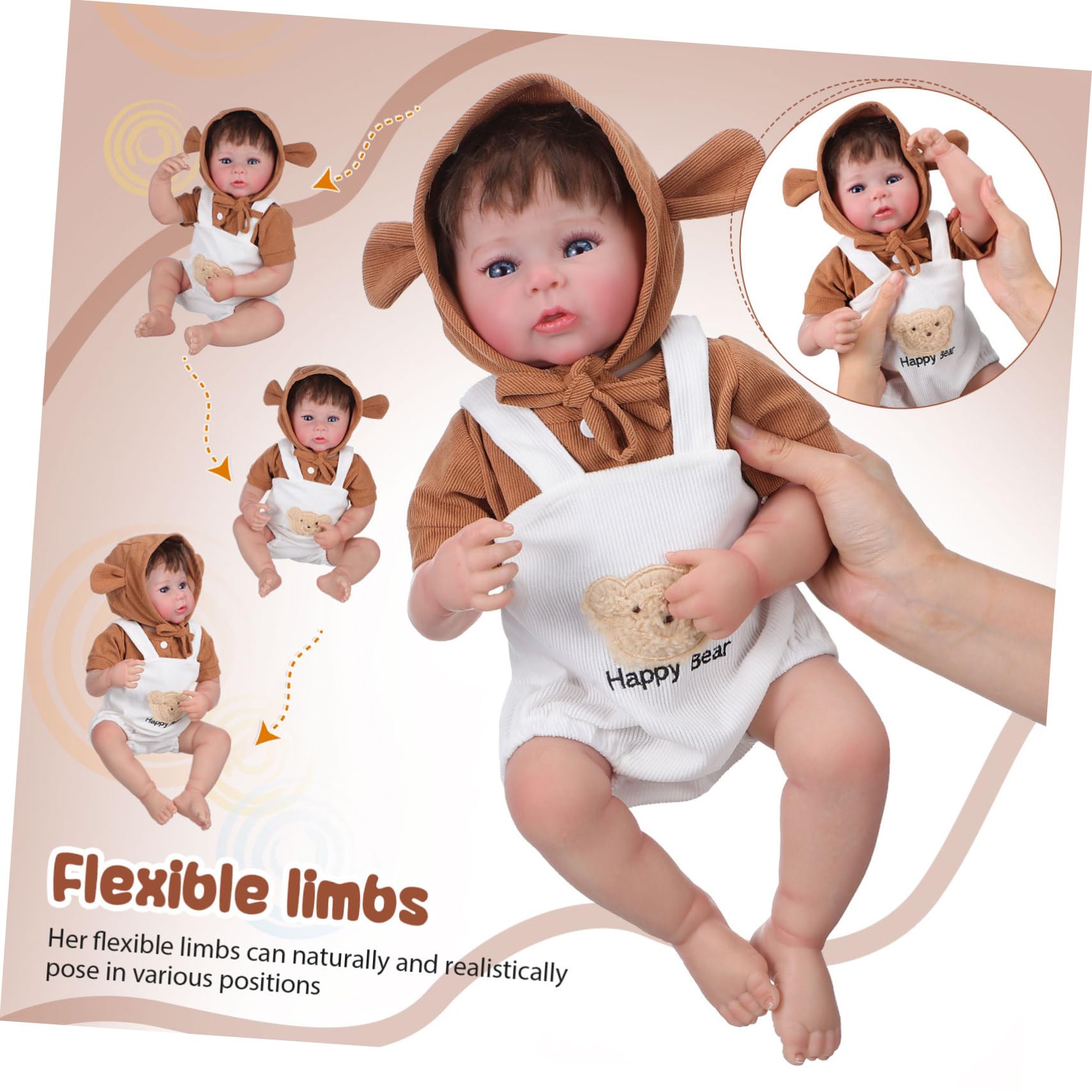 Bambola Realistica 19 Pollici in Vinile, Vivace, con Accessori