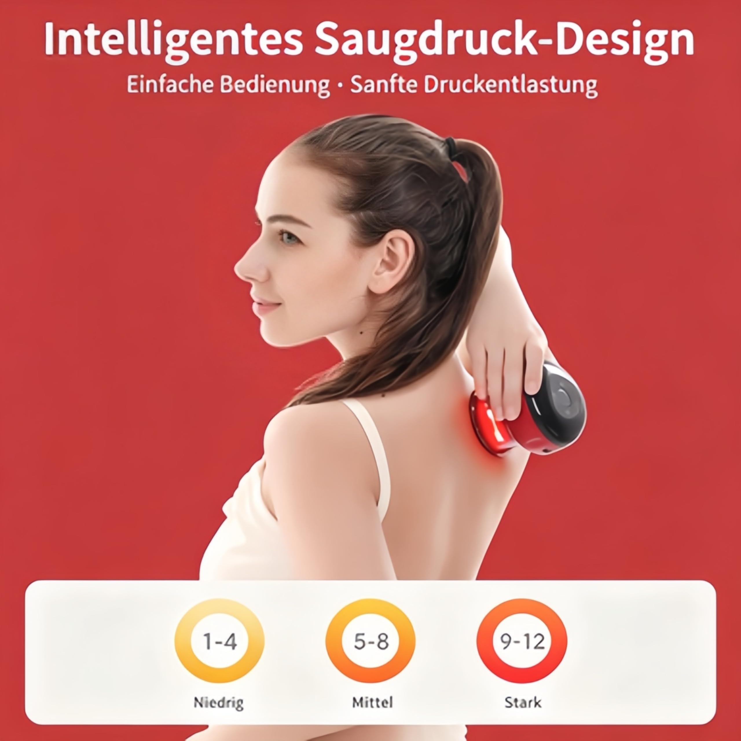 Kaveo Smart Unterdruck-Massageset, elektrisches Meridian-Schabmassagegerät mit Heizfunktion (Schwarz Zwei)