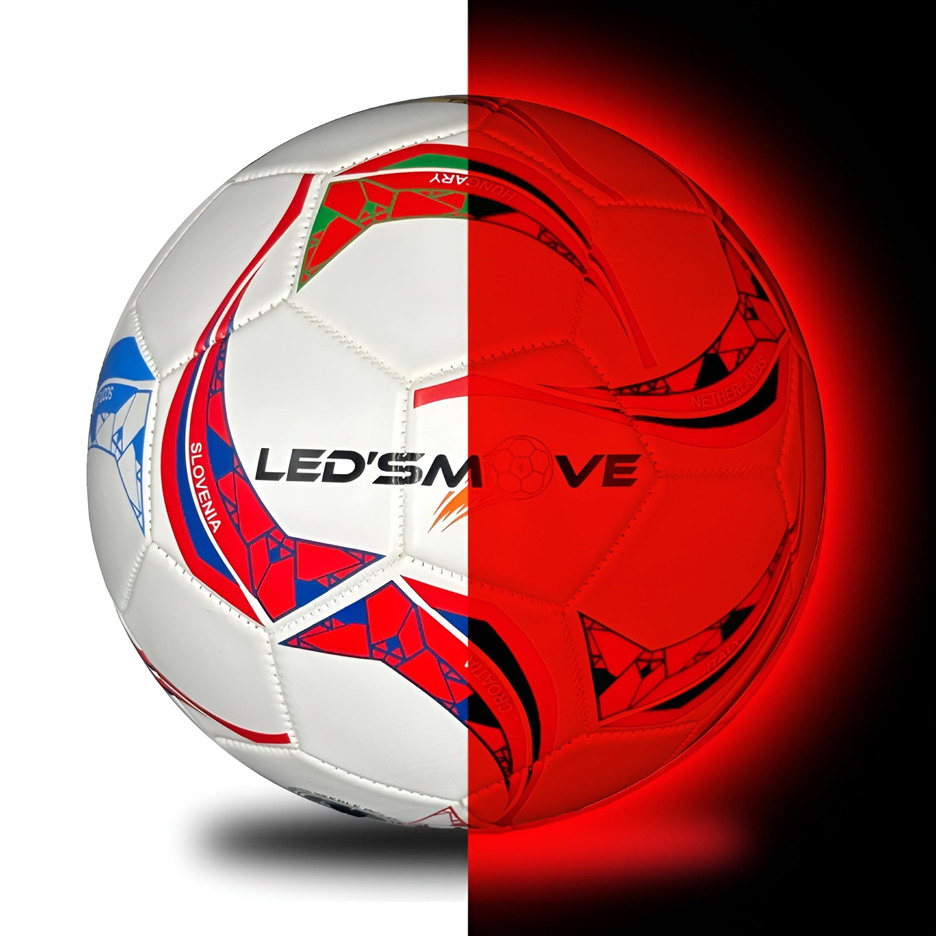 LED'S MOVE - Pallone da calcio luminoso a LED - Pallone da calcio luminoso con luce - Glow in The Dark - Giocattolo luminoso - Palloncino luminoso misura 5 - Modello LS2 tradizionale