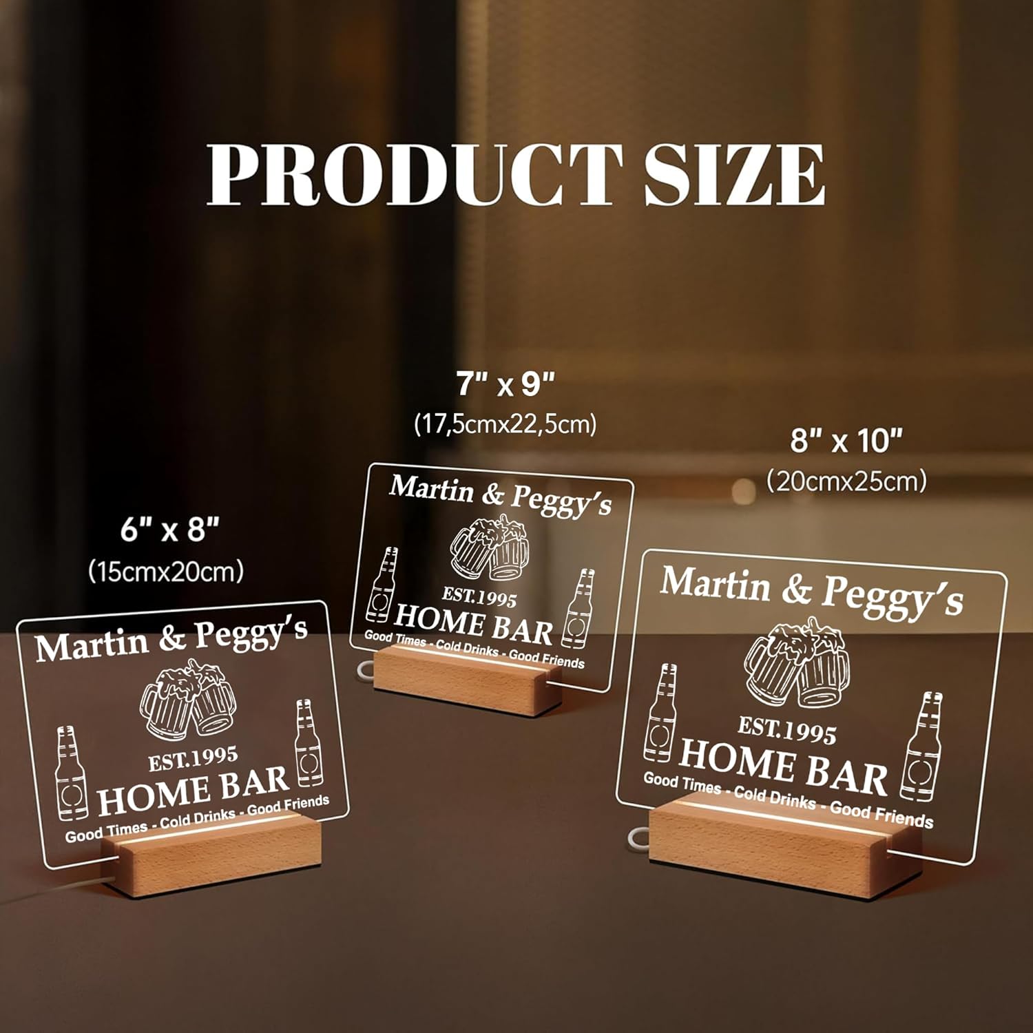 Personalized Bar Gifts for HOME BAR, Custom Name Date Acrylic Light Up Signs, Customized Acrylic Plaque with Night Light, Personalized Night Light for Man Cave Decor (Bar#3)