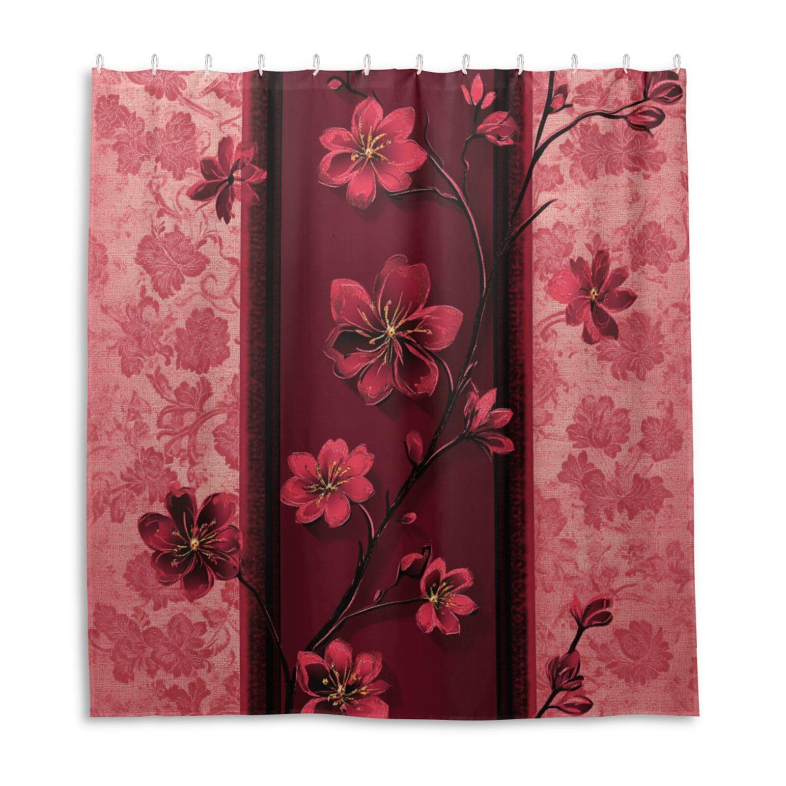 Rideau de douche polyester lavable 168 x 183 cm rouge imperméable salle de bain
