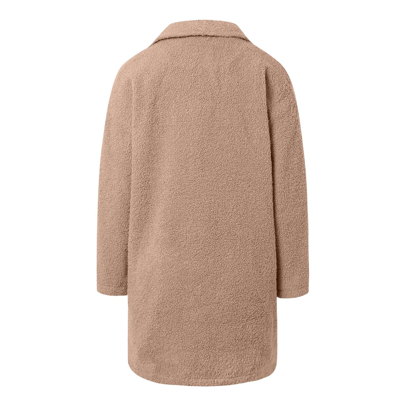 Trenchs Moelleux pour Femmes pour Femmes 2024 Manteau à Manches Longues à Revers Veste Polaire Vêtements d'extérieur décontractés à la Mode Grosse Veste Bouffante