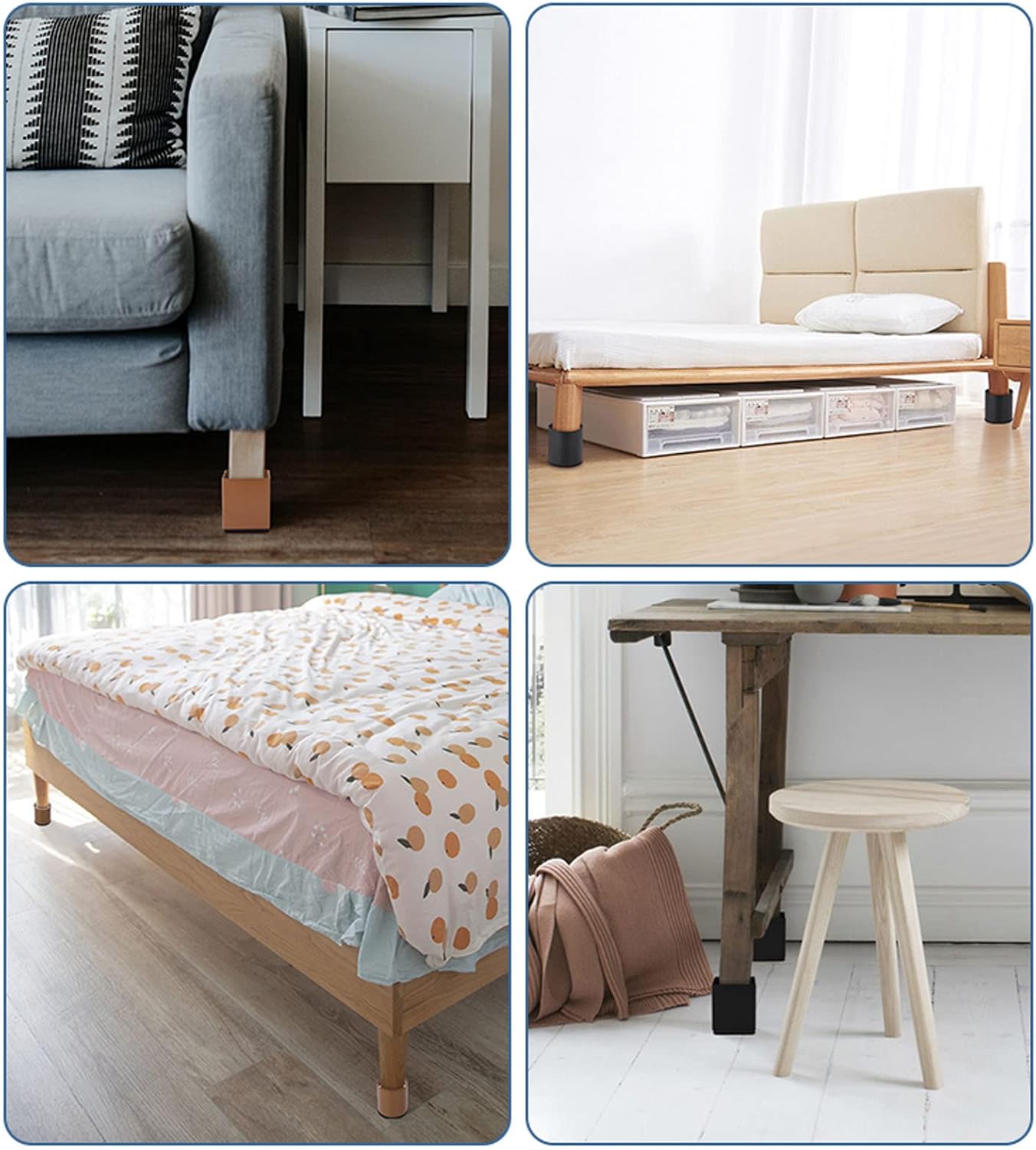 Set of 4 Carbon Steel Furniture Riser, Self Adhesive Mute Pad Sofa Legs, Non Slip Heavy Duty Bed Riser, Adds 5cm Height to Table Cabinet Desk Supports 20,000 lbs (3.7x5 cm/1.5x2 in