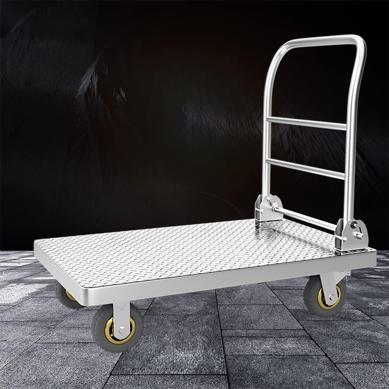 Platform Truck Push Cart Dolly 2000LBs Steel Heavy Duty Moving Flat Cart with 6" 360