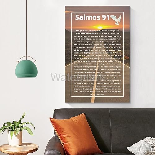 Miniatura 4 de ANATUM Póster de Salmo 91 en español, Salmo 91 (1) Pintura en lienzo para decoración de dormitorio, sala de estar, 16 x 24 pulgadas (15.7 x 23.6 in)