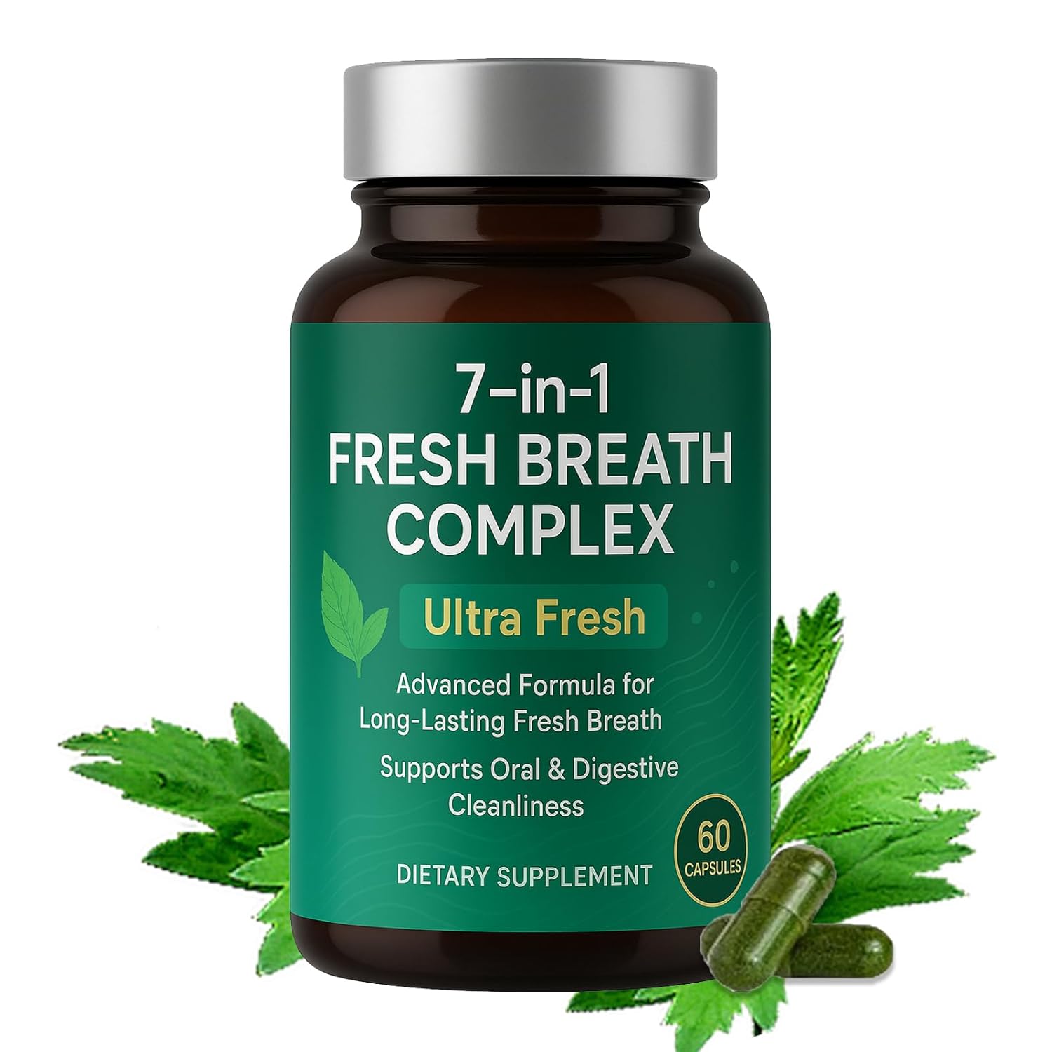 Cápsulas Zero Breath: Solução Poderosa 7 em 1 com Clorofila, Extrato de Hortelã, Citrato de Magnésio e Mistura de Probióticos para Eliminar o Mau Hálito de Forma Natural
