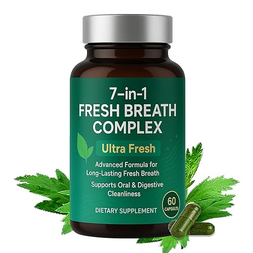 Cápsulas de aliento fresco, ambientador de aliento 7 en 1, potente solución con clorofilina, extracto de menta, citrato de magnesio y mezcla de