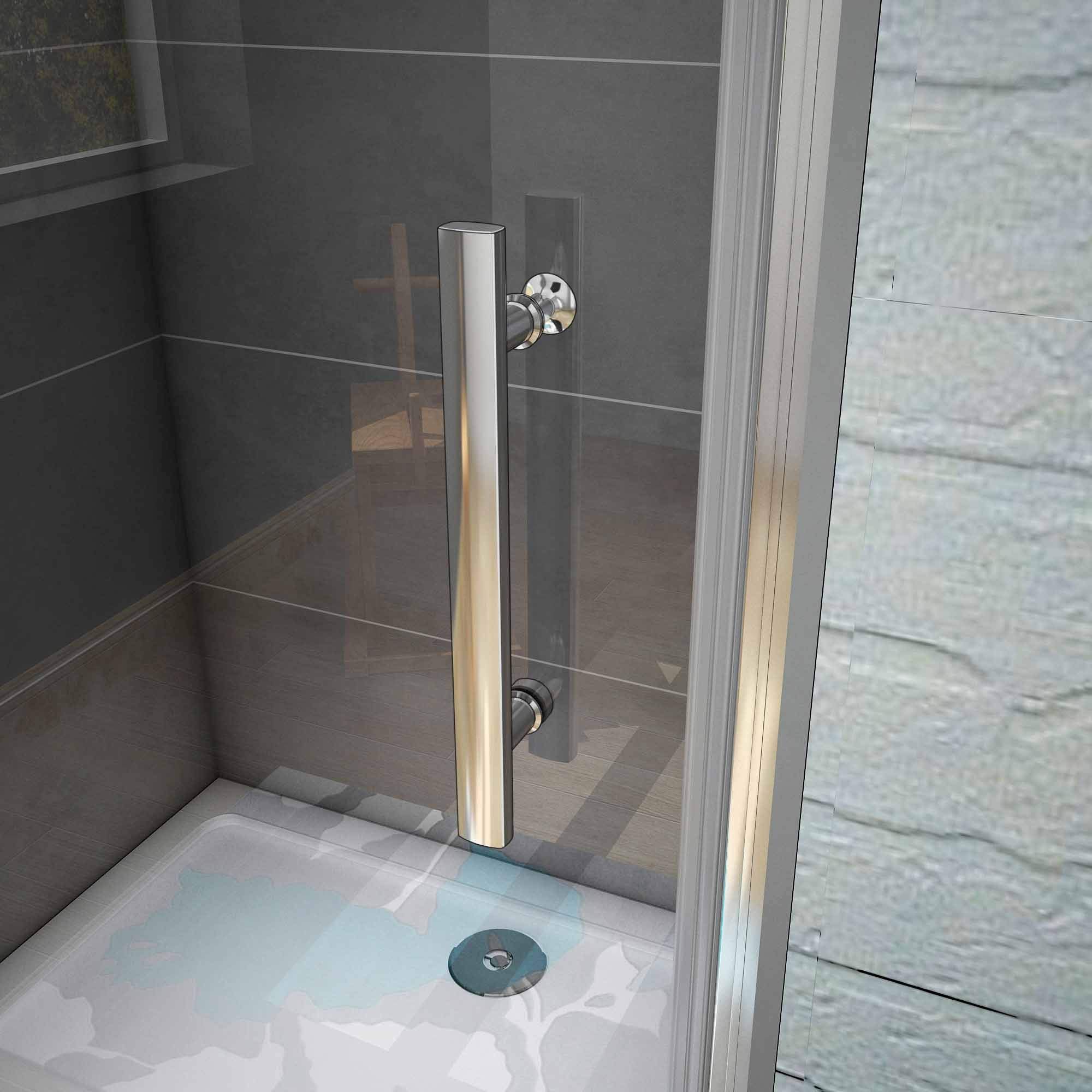 H.185cm Box Doccia Per Nicchia 90cm Porta Battente 6mm Vetro