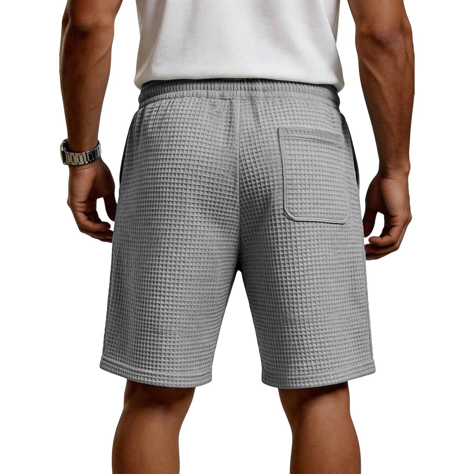 Pantalon court pour homme avec piqué gaufré - Longueur genou - Coupe ample
