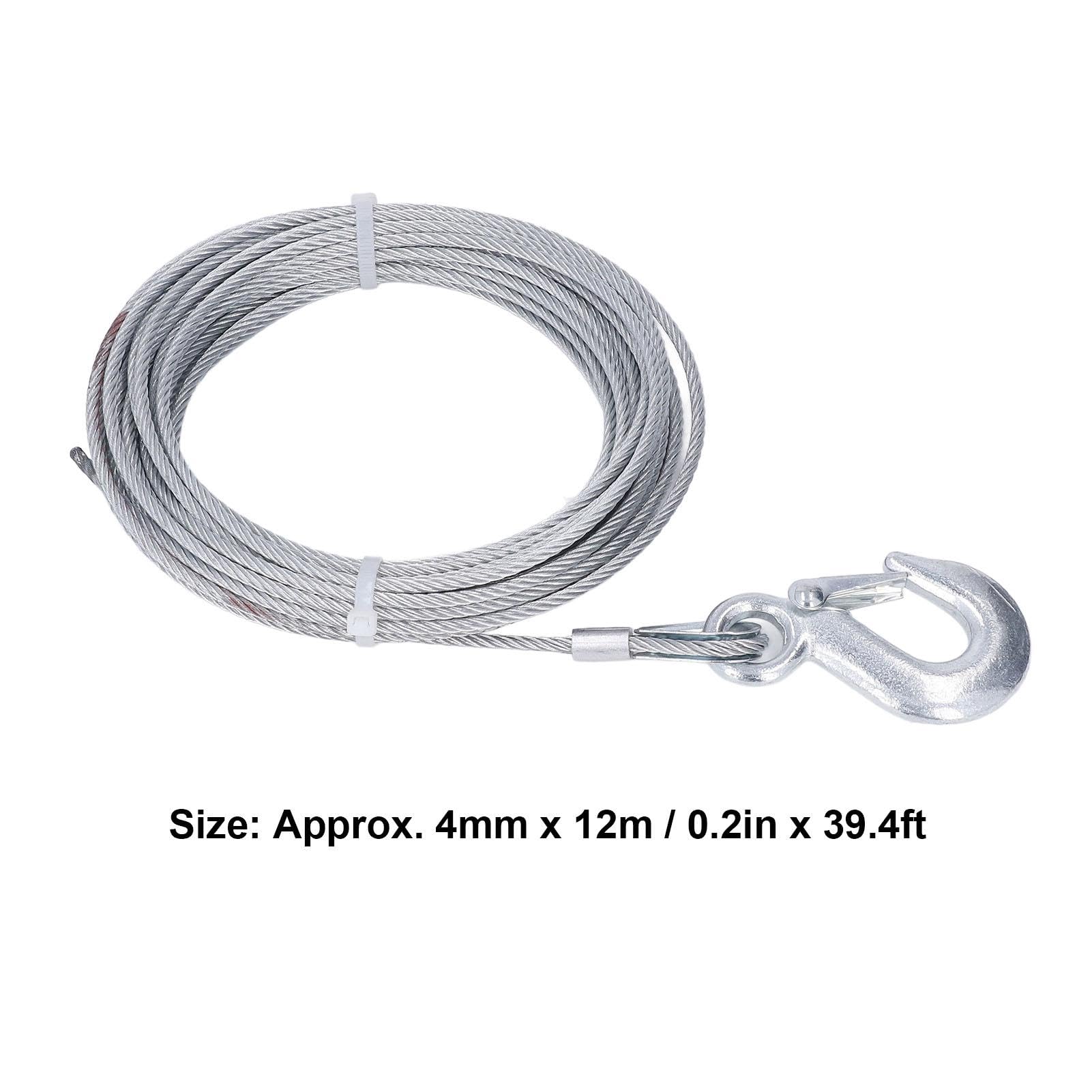 treuil câble métallique 4 mm x 12 m câble 2000 LBS force acier inoxydable galvanisé remplacement