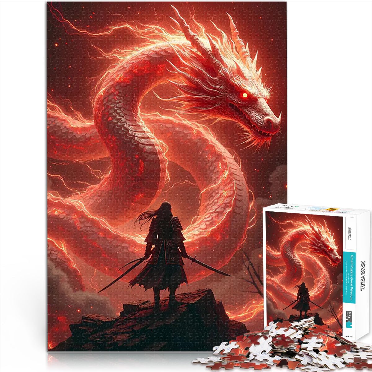 puzzles for adults 1000 pieces samurai Dragon Lernspiel-Herausforderungsspielzeug Geburtstagsgeschenk, Geschenke, Wandkunst38x26cm