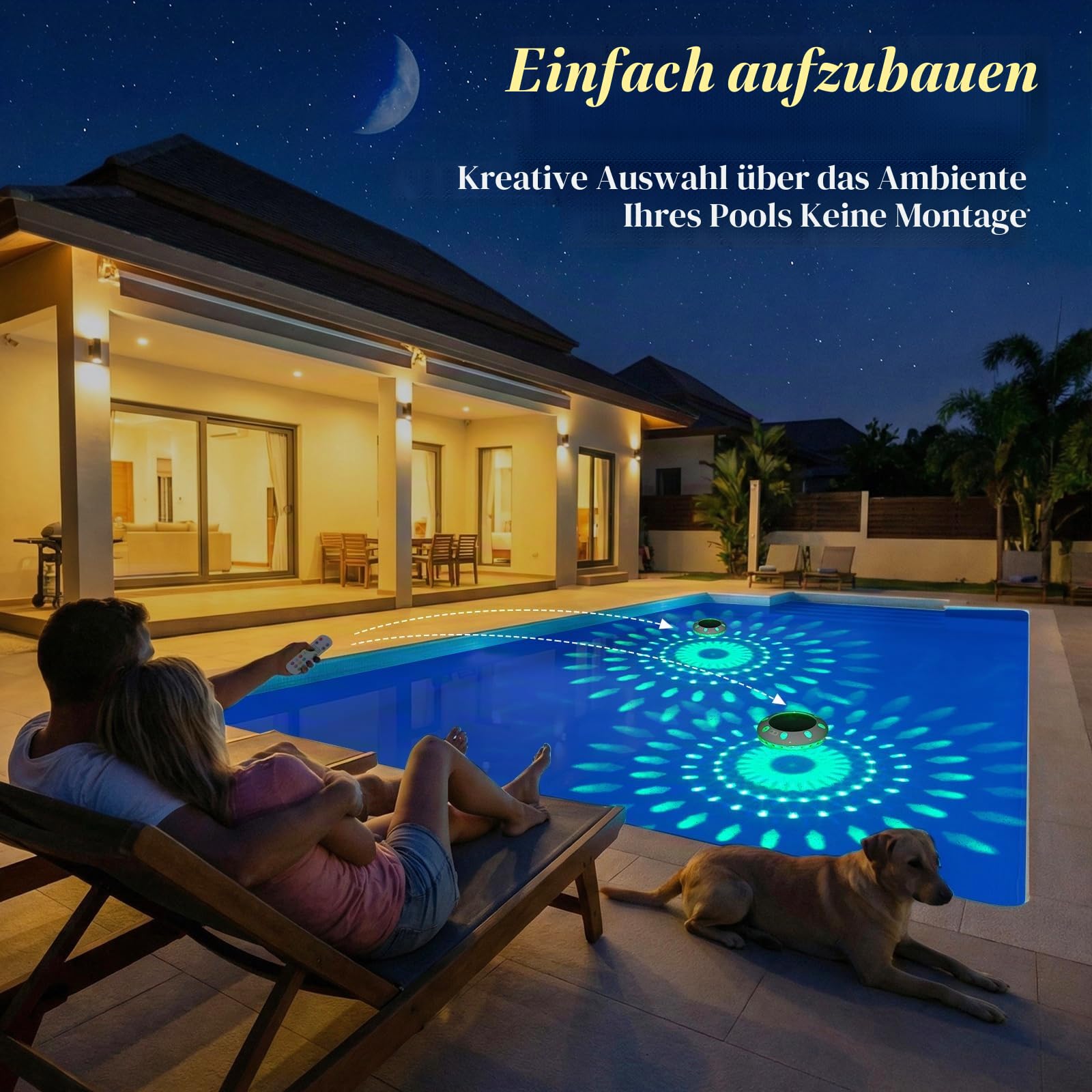 AearKing Schwimmende Poolleuchten mit Fernbedienung,Pool Lichter Schwimmend Solar mit RGB-Lichteffekten,Oberer und unterer Farbwechsel,IP68 Wasserdichte Pool beleuchtung für Teiche und Pools – 2 Stück
