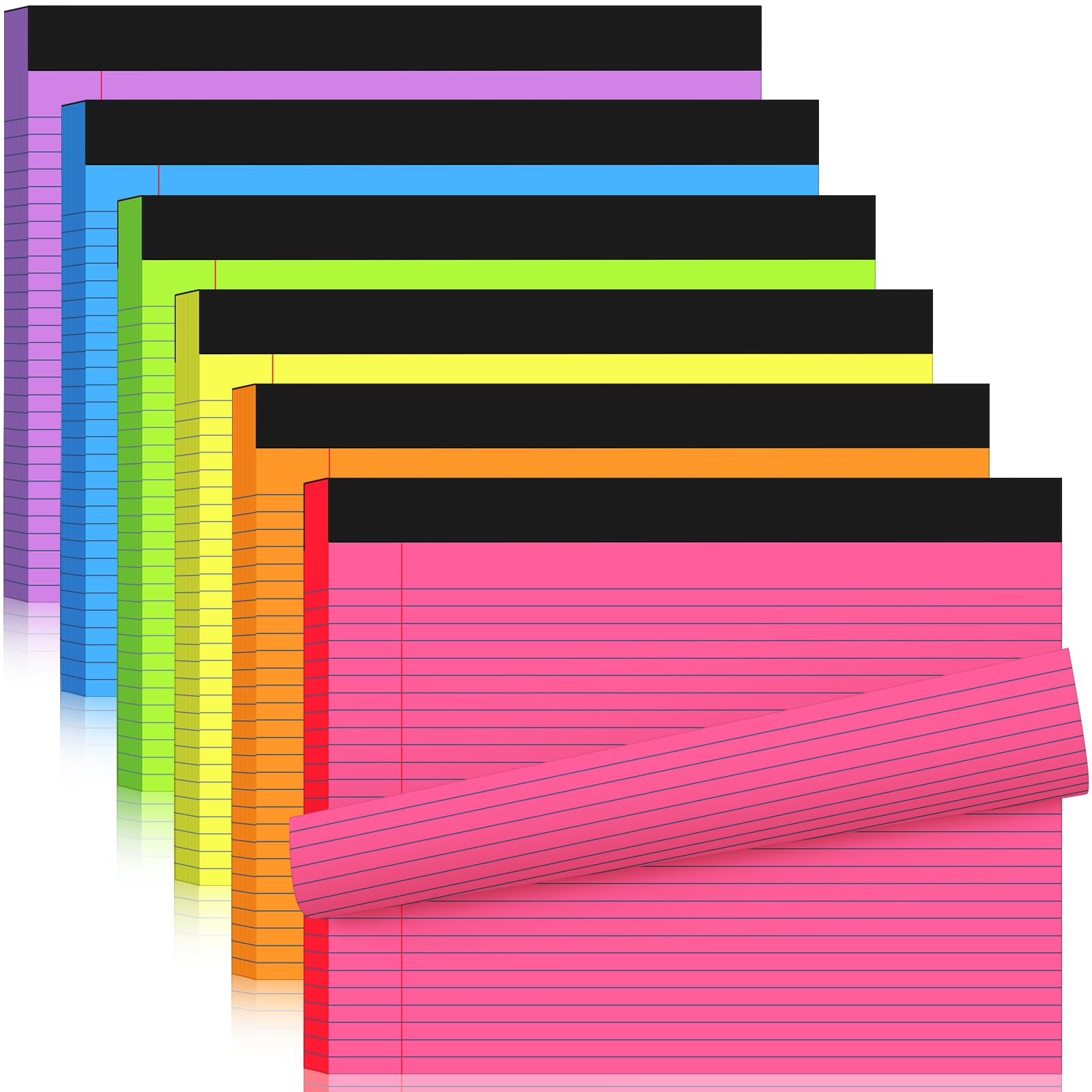 Jetec 6pcs Legal Pads Landscape Pad College Ruled 50 Sheets Pad Assorted Colors Writing Pads Horizontal Notebook for
