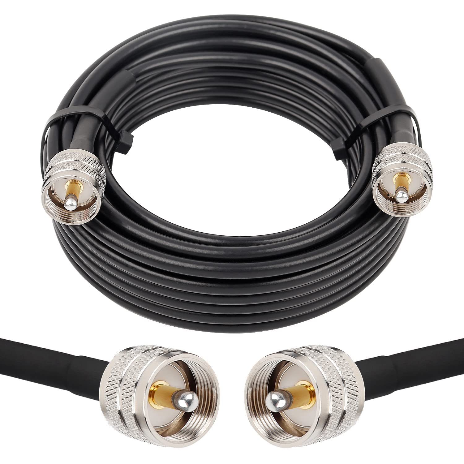 Superbat Cavo PL259 UHF CB 150cm – Cavo Coassiale RG58 UHF Maschio-Maschio Per Radio HAM, Analizzatore Antenne, SWR, Bassa Perdita