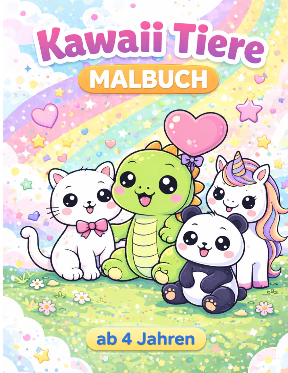 Kawaii Tiere Malbuch ab 4 Jahren: Süße Tiere zum Ausmalen | Einfaches Malbuch für Kinder | Große Motive für Jungen und Mädchen