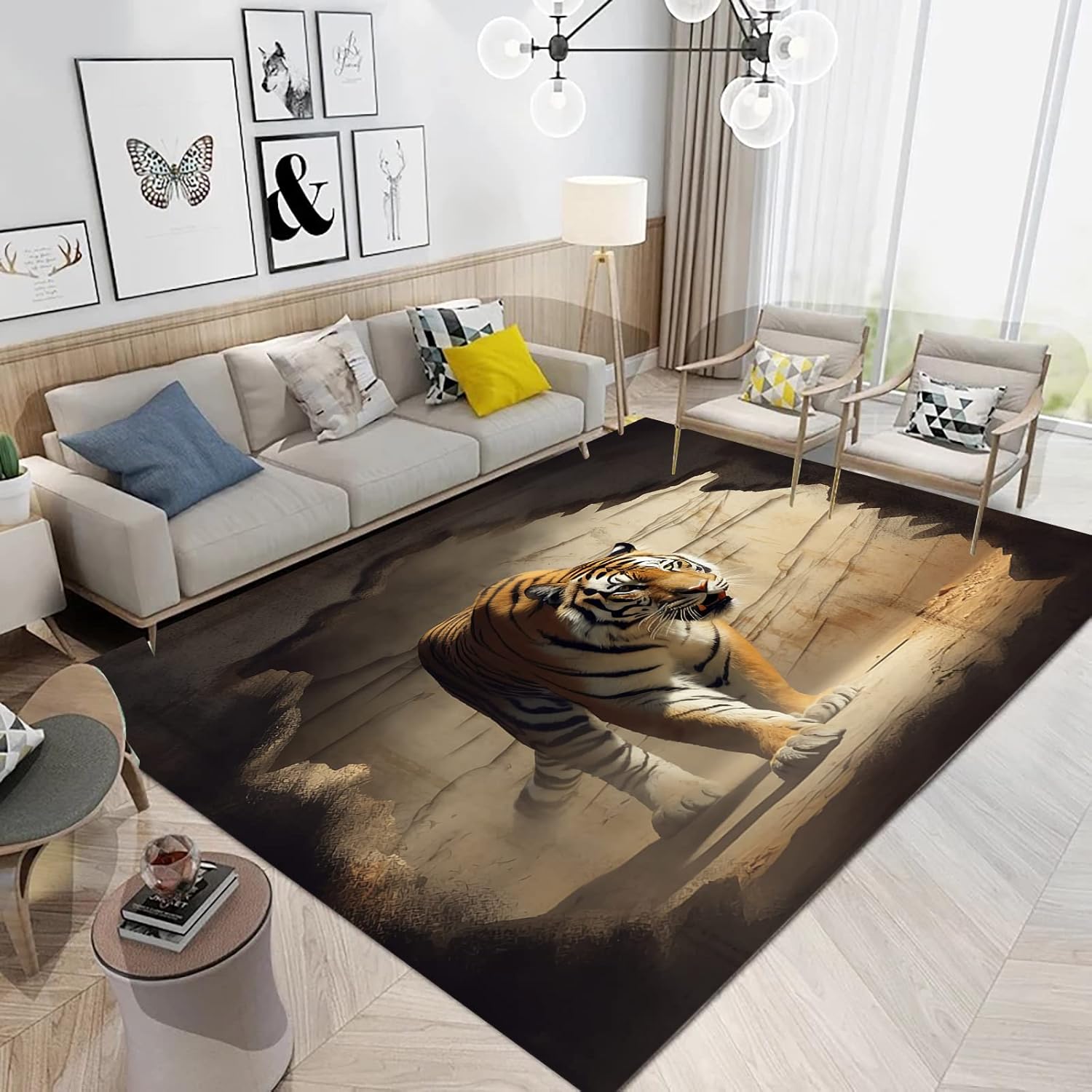 AVEEWA Boho Mushroom Skull Animal Sun Moon Floral Area Rugs Non Slip