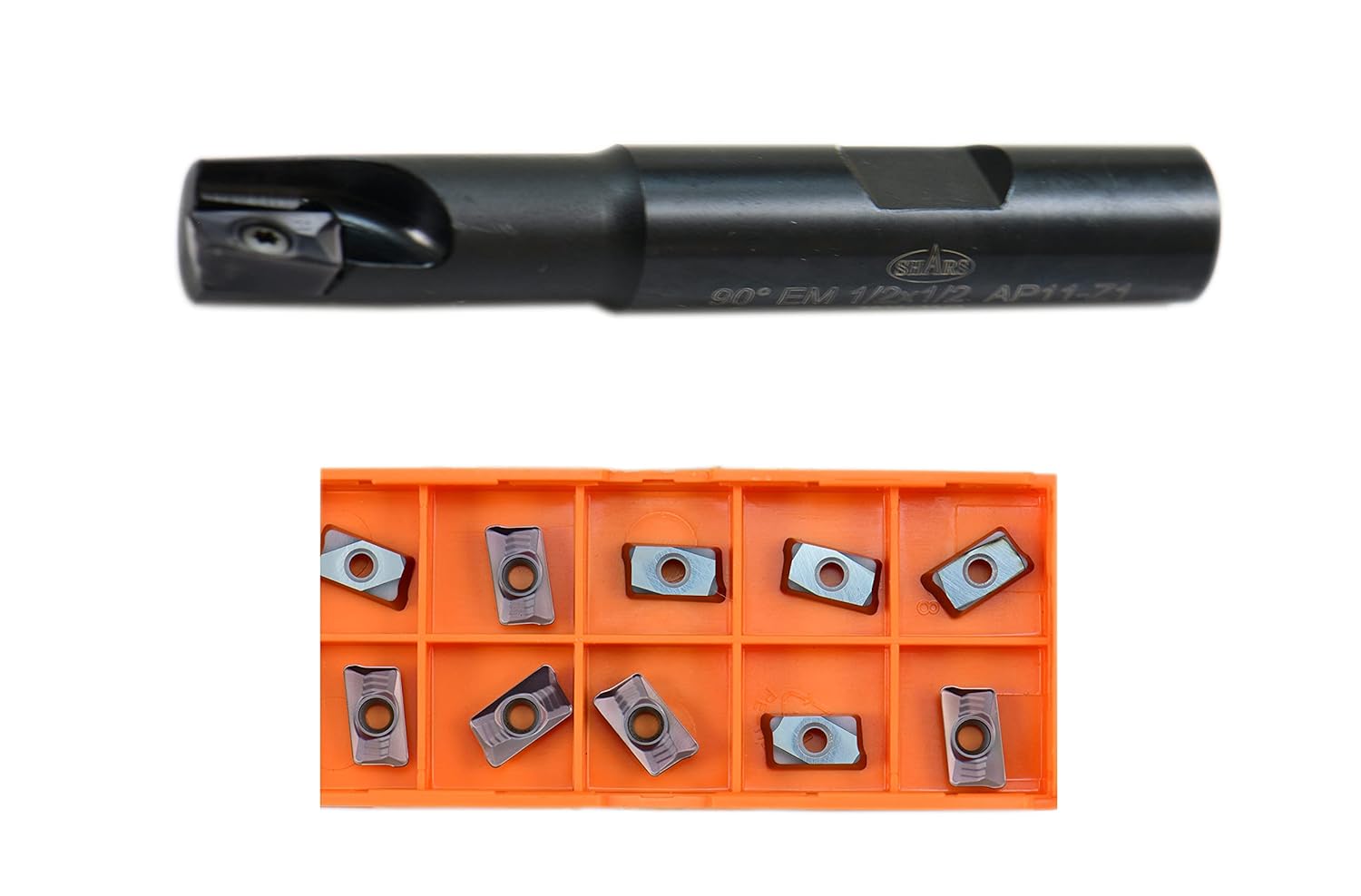 Shars 1/2" 90 Degree Square Shoulder Indexable End Mill with 10 Pcs