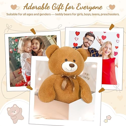 Miniatura 6 de MorisMos Oso de peluche grande para niños, oso de peluche suave para regalo de cumpleaños de niños, bonito oso de peluche para niñas, decoración de