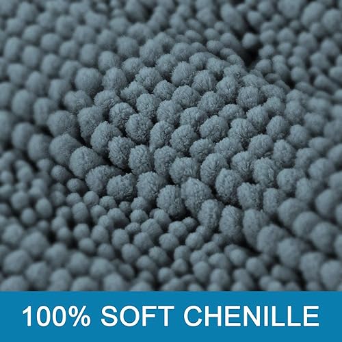 Miniatura 3 de H.Versailtex - Juego de 2 tapetes de baño extragruesos, de felpilla, a rayas, antideslizantes, suaves, de felpa y peludas para piso del baño (azul