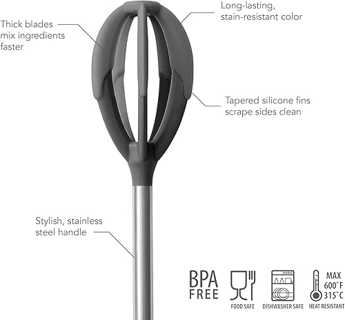 Miniatura 2 de Tovolo Better Batter Tool (Charcoal) - Silicone & Stainless Steel Kitchen Gadget for Mixing Pancake, Waffle, Cake, Muffin, & More Baking Batters