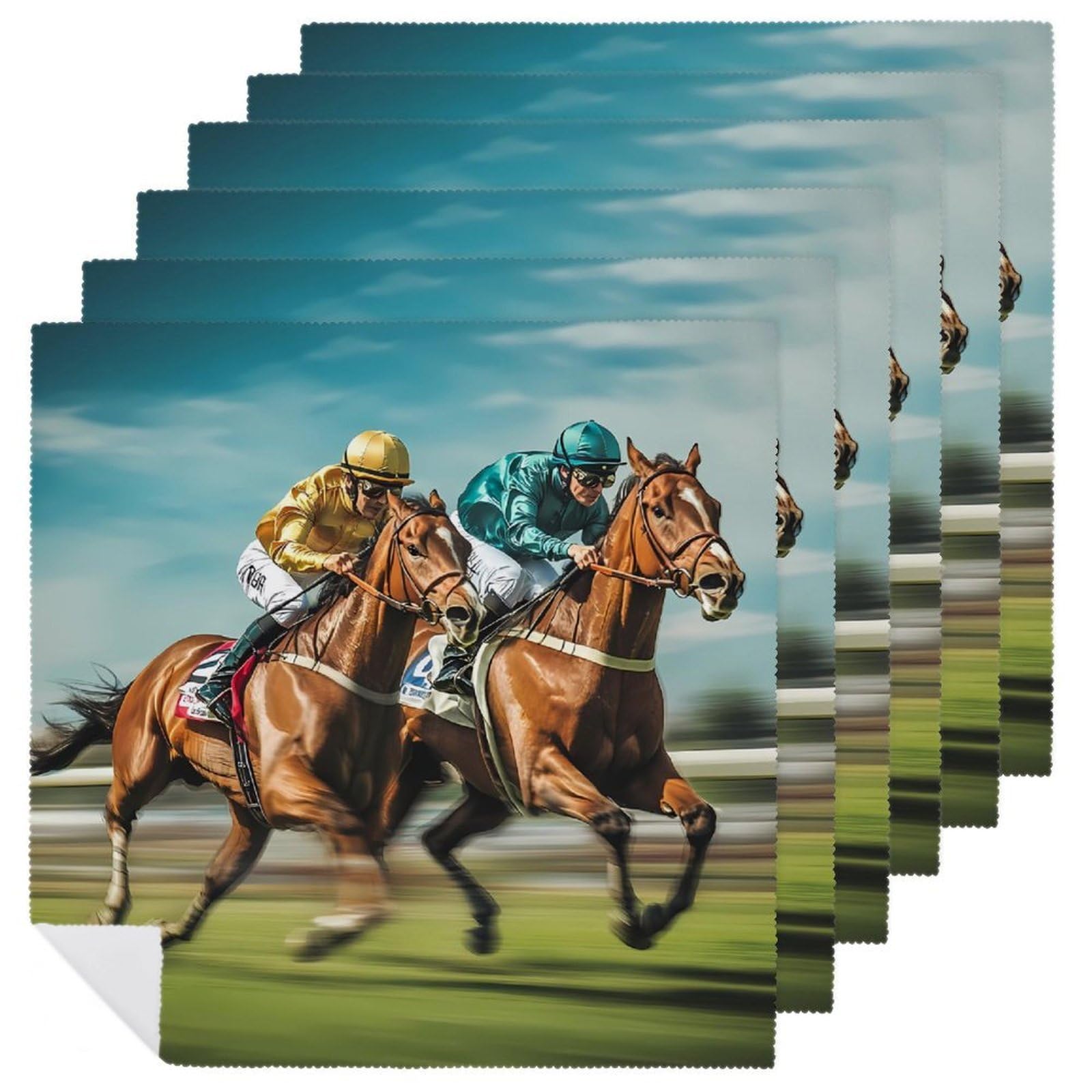 Servilletas de tela reutilizables de Jockeys Horses Racing Game para mesas de comedor redondas