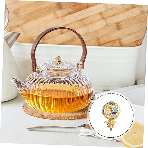 Miniatura 9 de KONTONTY Accesorios de plancha Tetera Botón Metal Corte Estilo Tetera Suministros Utensilios de cocina de cerámica