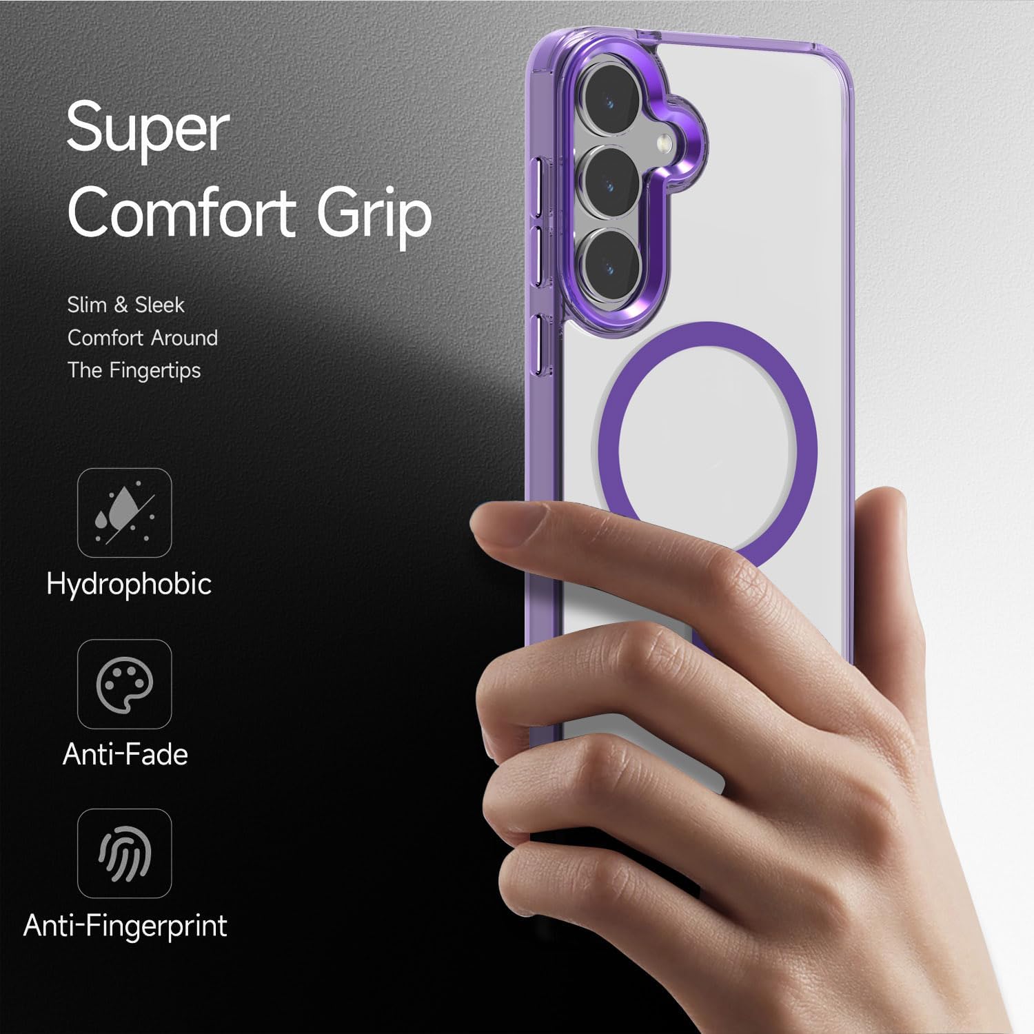 Lunivop for Samsung Galaxy s25 Case Hard [Compatible with Magsafe Wireless Charging] Yellowing Resistant Magnetic Cover Clear para S 25 6.2 '' 5G 2025 Rugged Best Phone Cases Purple image 5