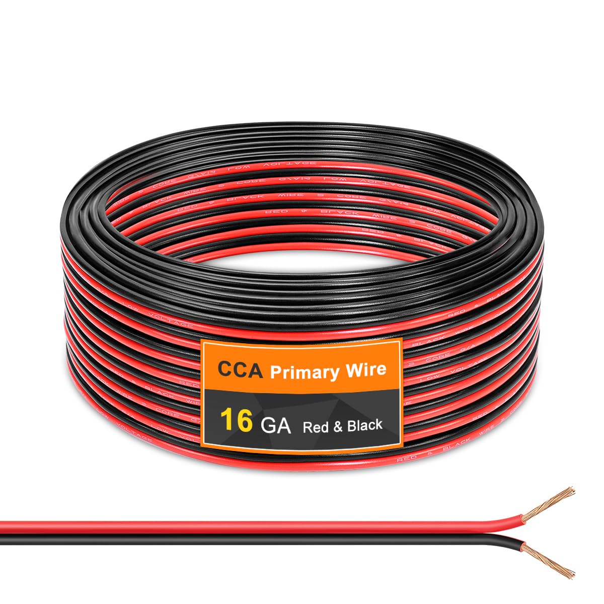 Electrical Wire 2 Conductor PVC Wire, 16 Gauge 150FT Red Black Flexible Extension Cable Cord Stranded CCA Copper Wire Hookup Model Strip Light, Battery Cable Lead for Auto Audio Wiring Speaker DC 12V