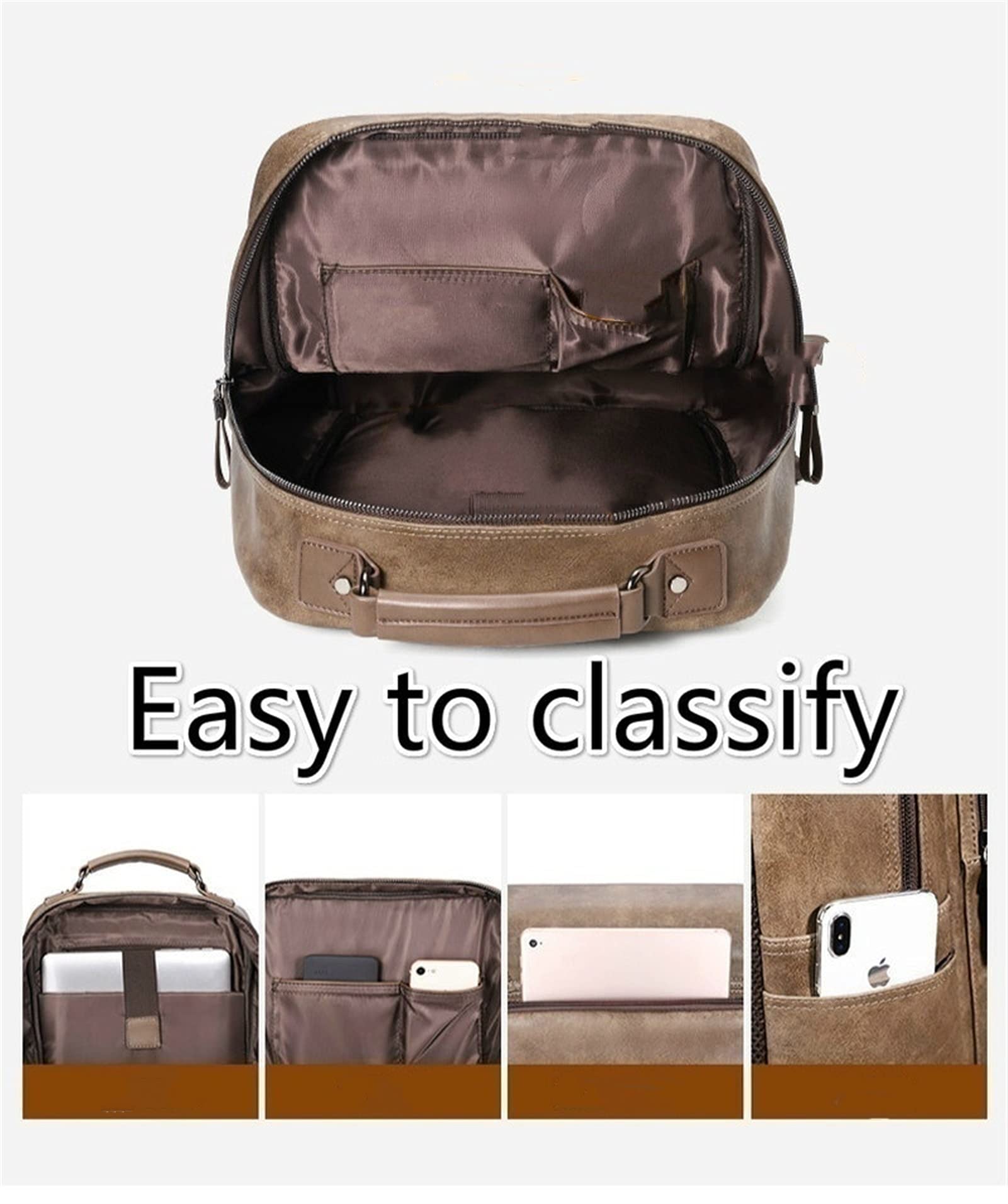 Rucksack Men's Business and Freizeit College-Tasche Echtes Leder Retro Designer Rucksäcke Casual 15,6 Zoll Laptoptasche Reise Rucksack (Color : Brown)