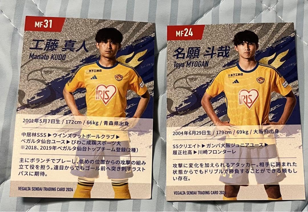 Amazon.co.jp: ベガルタ仙台カード 名願斗哉選手 工藤真人選手