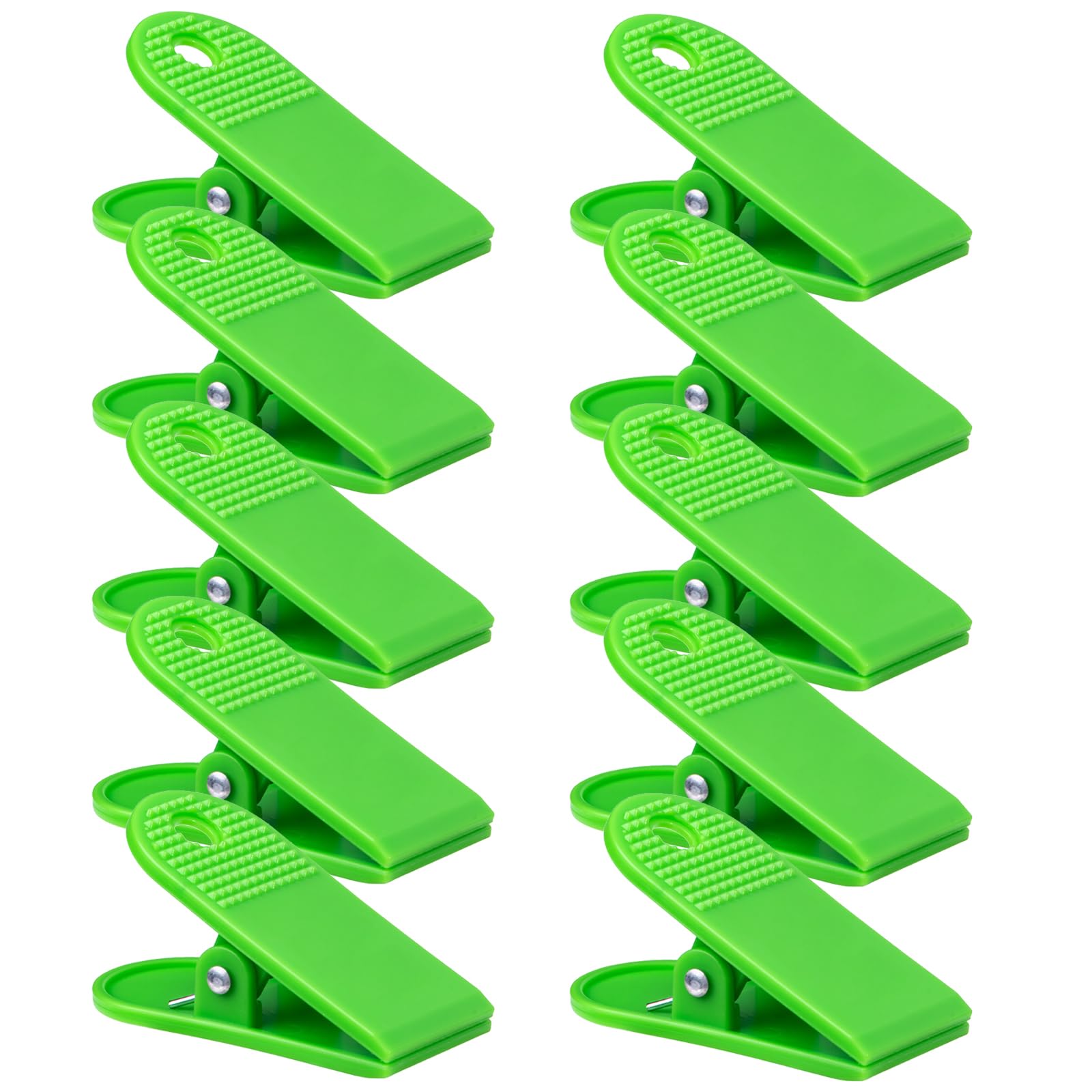 Plastic Clips, Letters Paper Files Binder Clip, 58mm, Office School Kithen Storage Accessories, Strong Spring, Pack of 10 Green