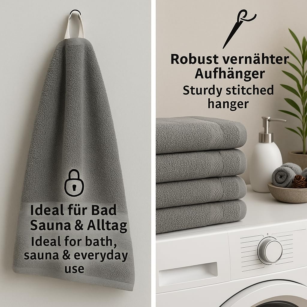 Betz Premium Handtuch Set 4-teilig – 4× Handtücher 50×100 cm, 100% Baumwolle 470 g/m², weich & saugstark, Oeko-TEX® Farbe anthrazit
