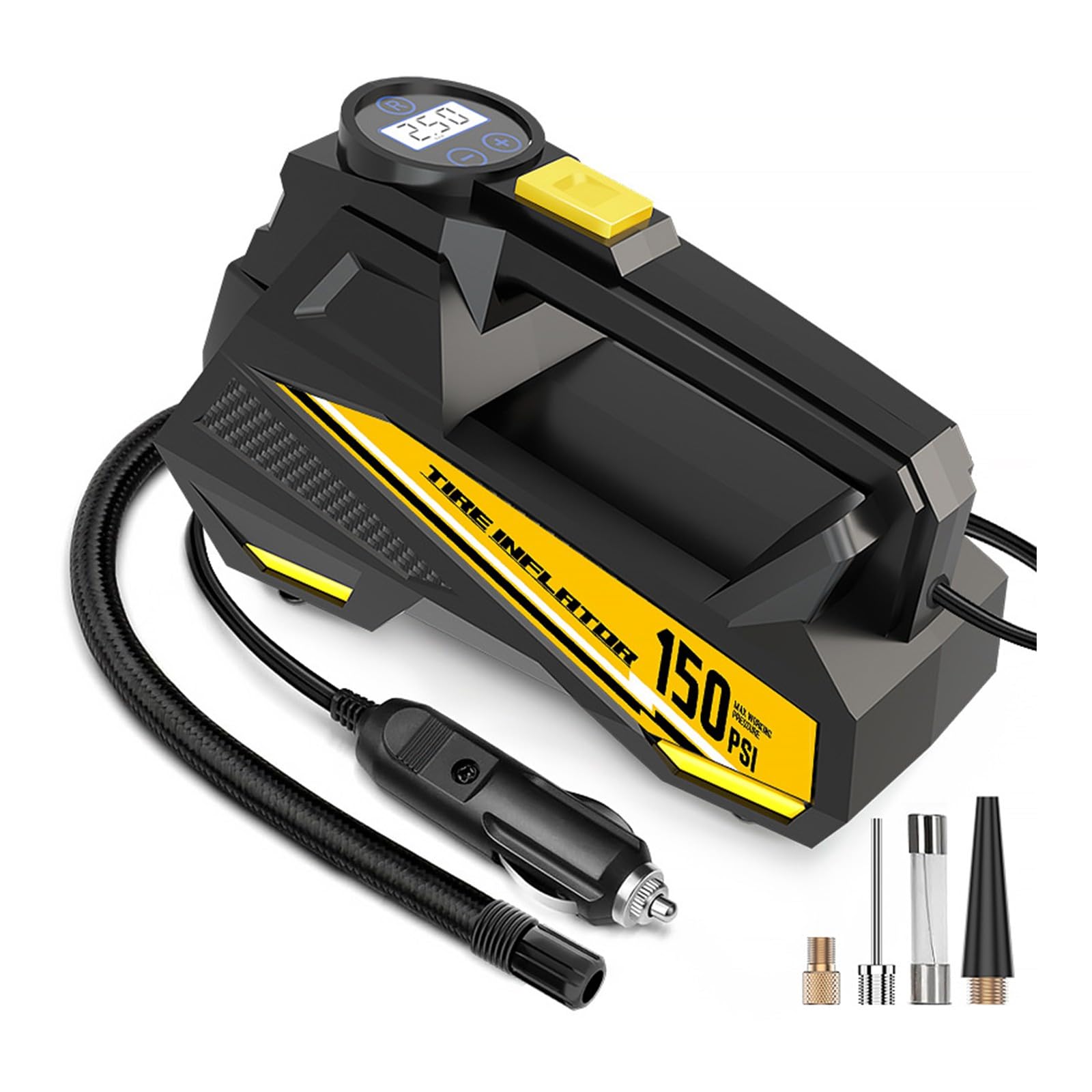 Portable Air Compressor with Digital Gauge, Rechargeable Battery & Night Light for Vehicle Tires Travel Use Emergencies Tire Inflator with Display Tire Pumps Wheel & Air Compressors & Inflators