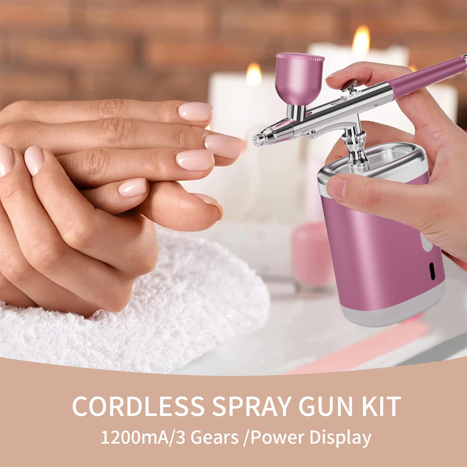 Kit de aerógrafo de 1200 ma con compresor, juego de aerógrafo portátil para tatuaje, maquillaje, decoración de pasteles, modelo, pintura, arte de uñas, peluquero (rosa de acción única)