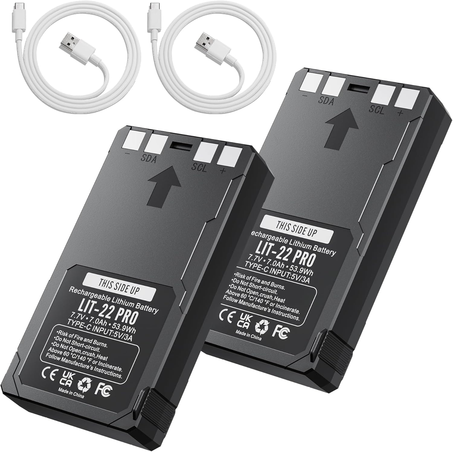 2 Pack LIT-22 7000mAh Rechargeable Battery for SPYPOINT Flex-M, Flex G36, Flex-Plus, Flex-S Trail Cameras, Includes Type-C Cable