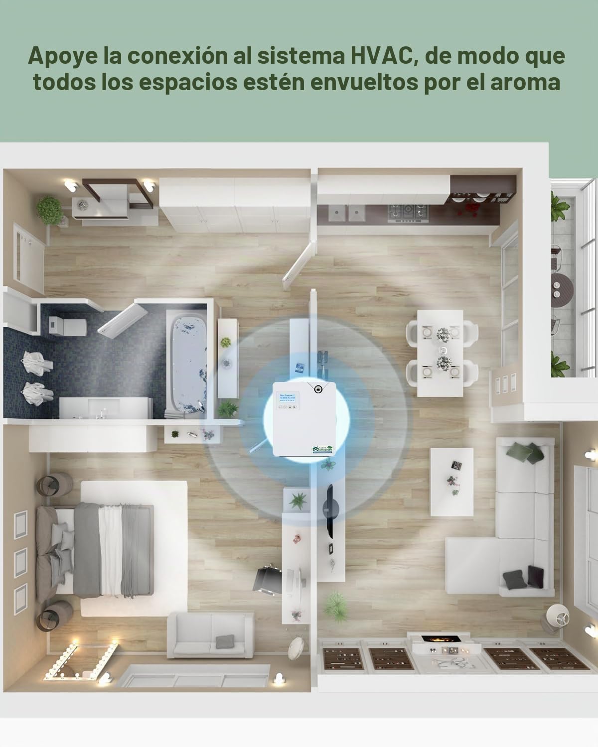 Mxmoonant Difusor de Aceite Esencial sin Agua, Que Cubre 80-120㎡, Botella de Aceite de 300ml, de Pared, App Control&Timer, HVAC Conectable, para Habitación Grande, Hotelaria, Restaurante | Control App y temporizador, compatible HVAC, gran pantalla LCD, pa