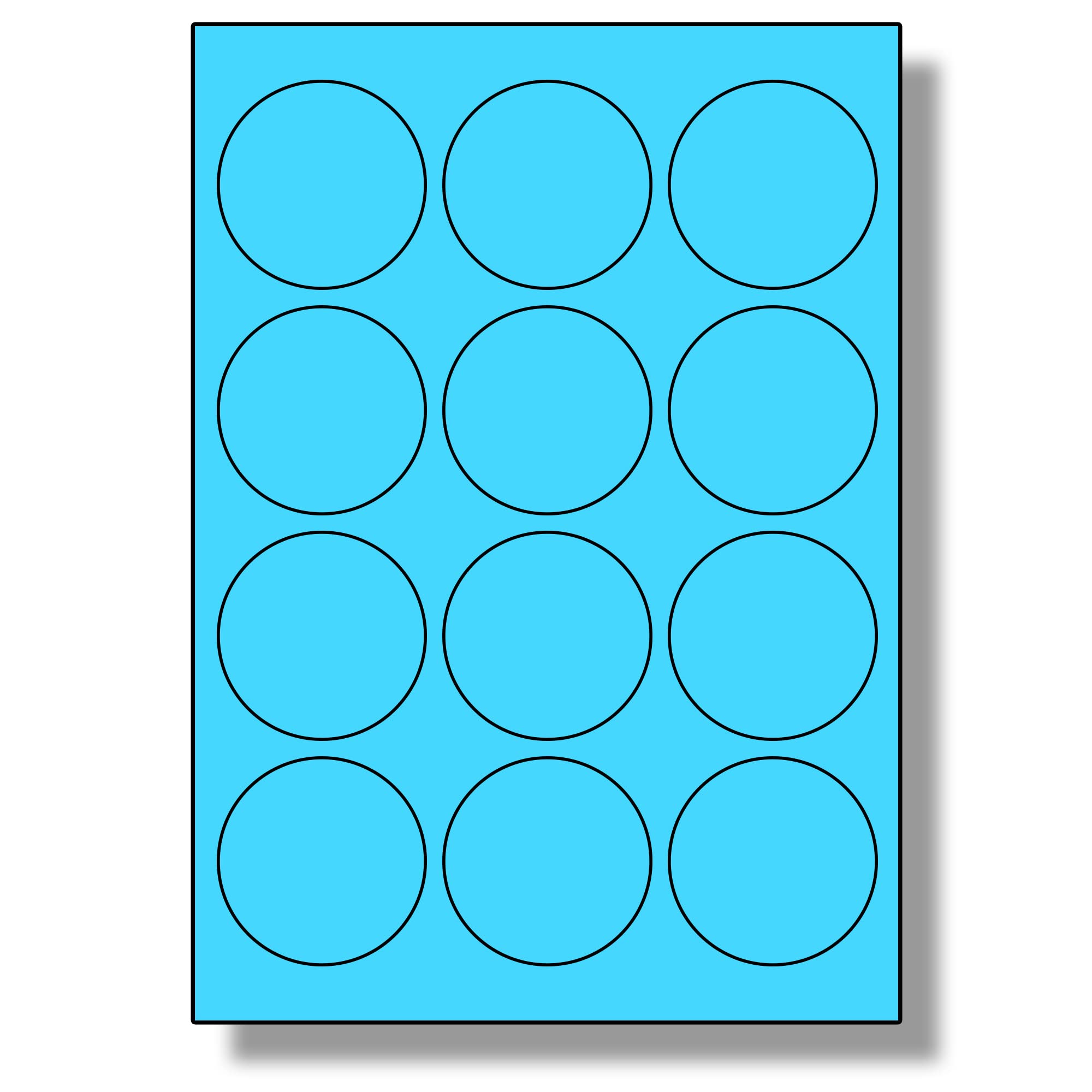 Label Planet® 12 Per Page/Sheet, 50 Sheets (600 Blue Round Sticky Labels), Matt Permanent A4 Circular Coloured Pricing Stickers, LP12/63RC, 63.5MM Diameter Circles, for All Uses — image 1