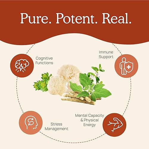 Miniatura 4 de Real Mushrooms RealClarity (60 unidades) y melena de león (120 unidades) paquete de cápsulas – Suplemento de hongos para la salud cerebral, claridad