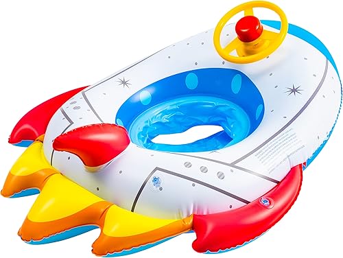 Zainpe Flotador de piscina inflable con cuerno de volante y asiento de seguridad para verano al aire libre playa agua sala de estar balsa tubo