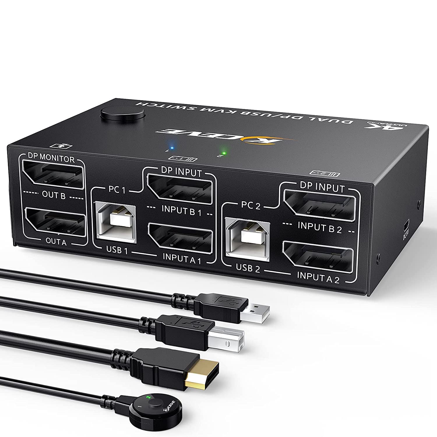 Dual Displayport KVM Switch 2 Computer 2 Monitors, Dual Monitor DP1.4 8K 30Hz 4K120Hz USB KVM