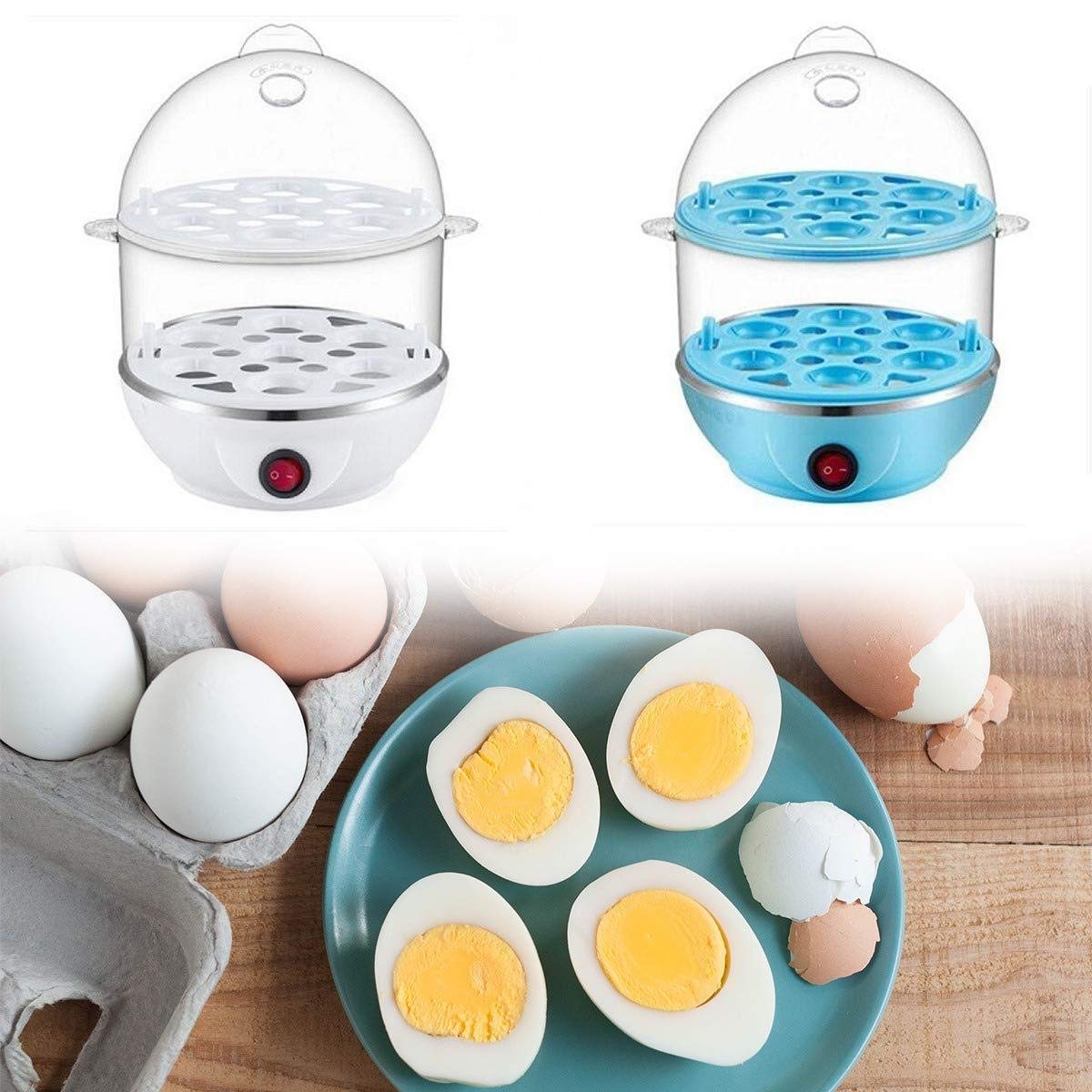 THE PRAYAAS Egg Boiler | 400W Egg Cooker | For Steaming, Cooking, Boiling | Automatic OFF | Double Layer | 14 Egg Boiler (Multi Colour)-picture-10