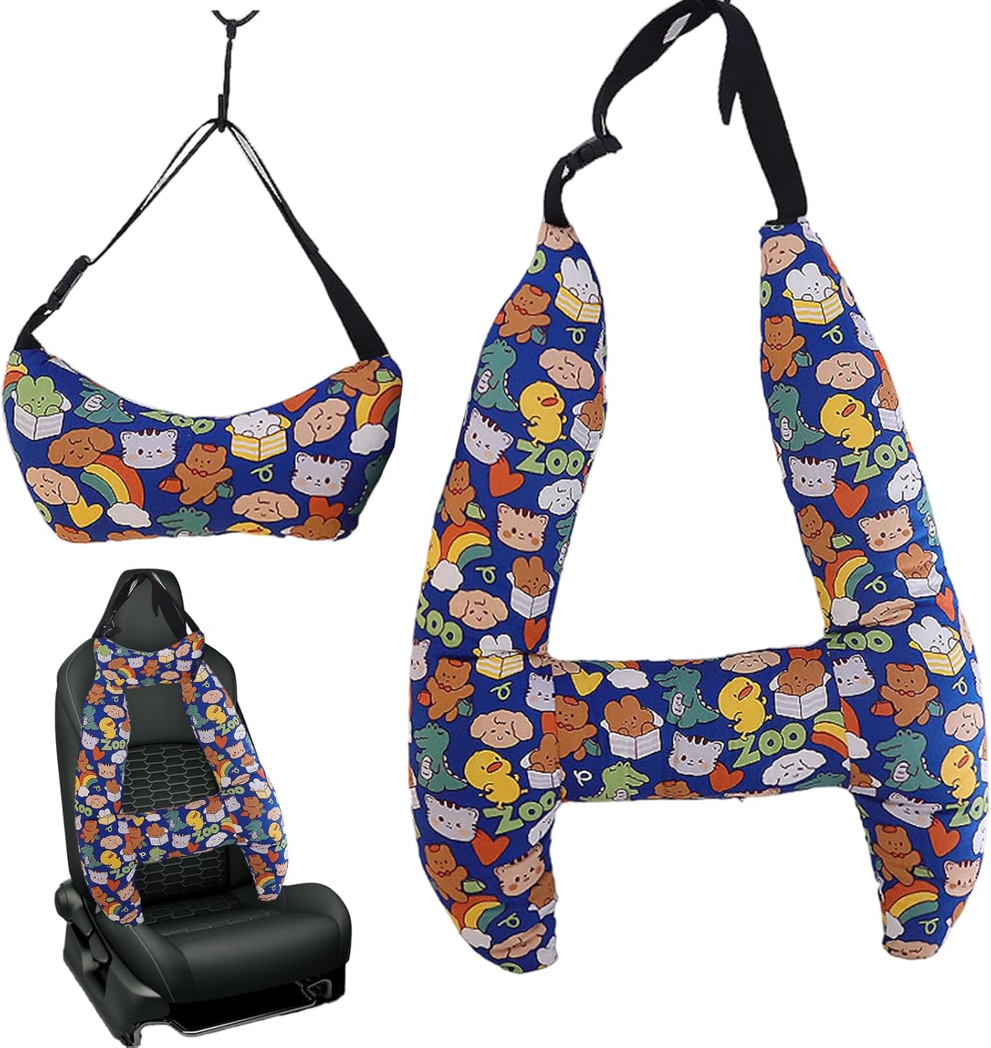 Oreiller de voyage pour le cou, oreillers de voyage pour le cou pour adultes – Oreiller mignon en forme de bande dessinée en H | Support ergonomique pour le cou de la voiture, oreiller de sommeil