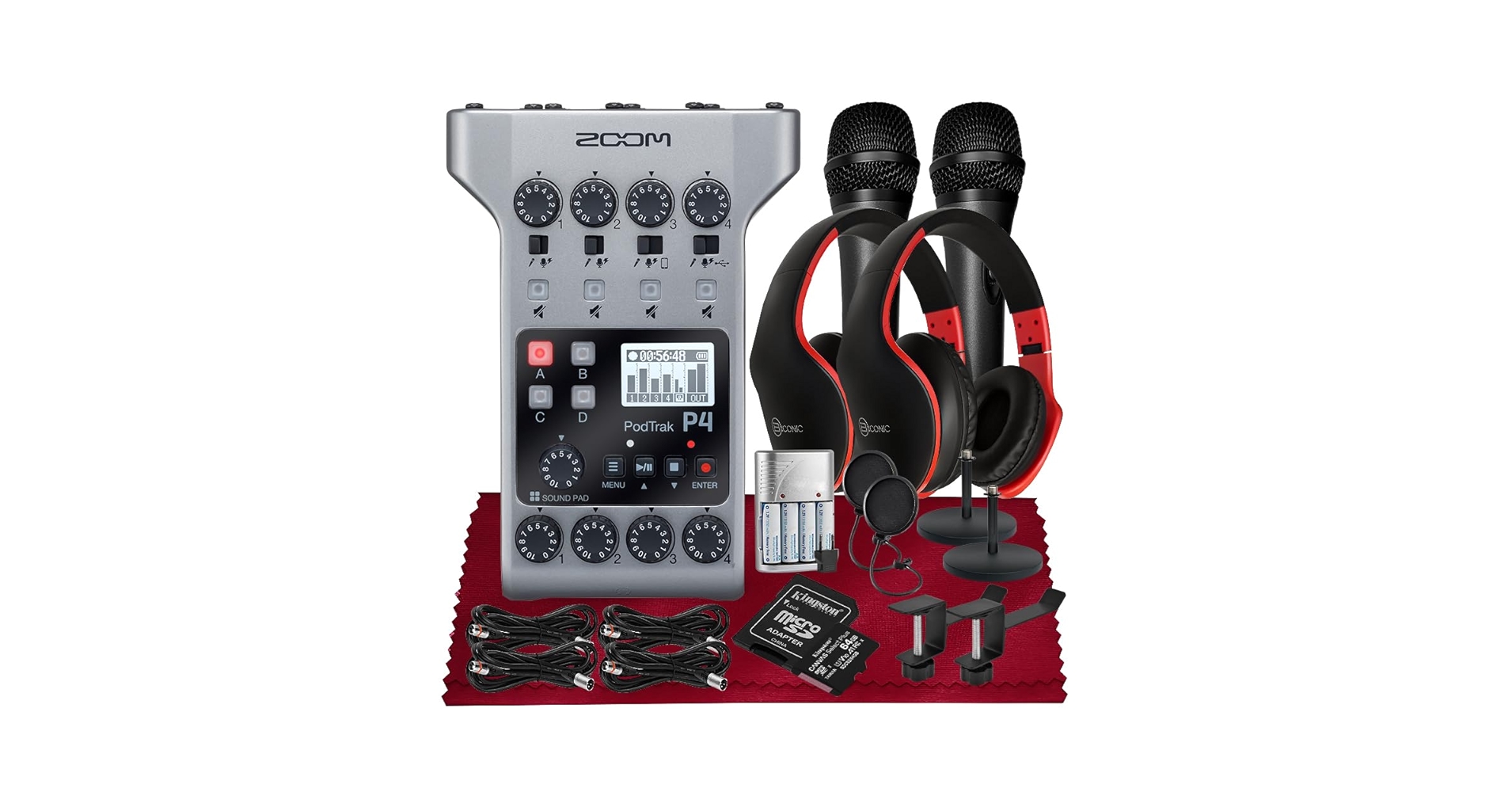 Zoom PodTrak P4 Portable Multitrack Podcast Recorder, Audio