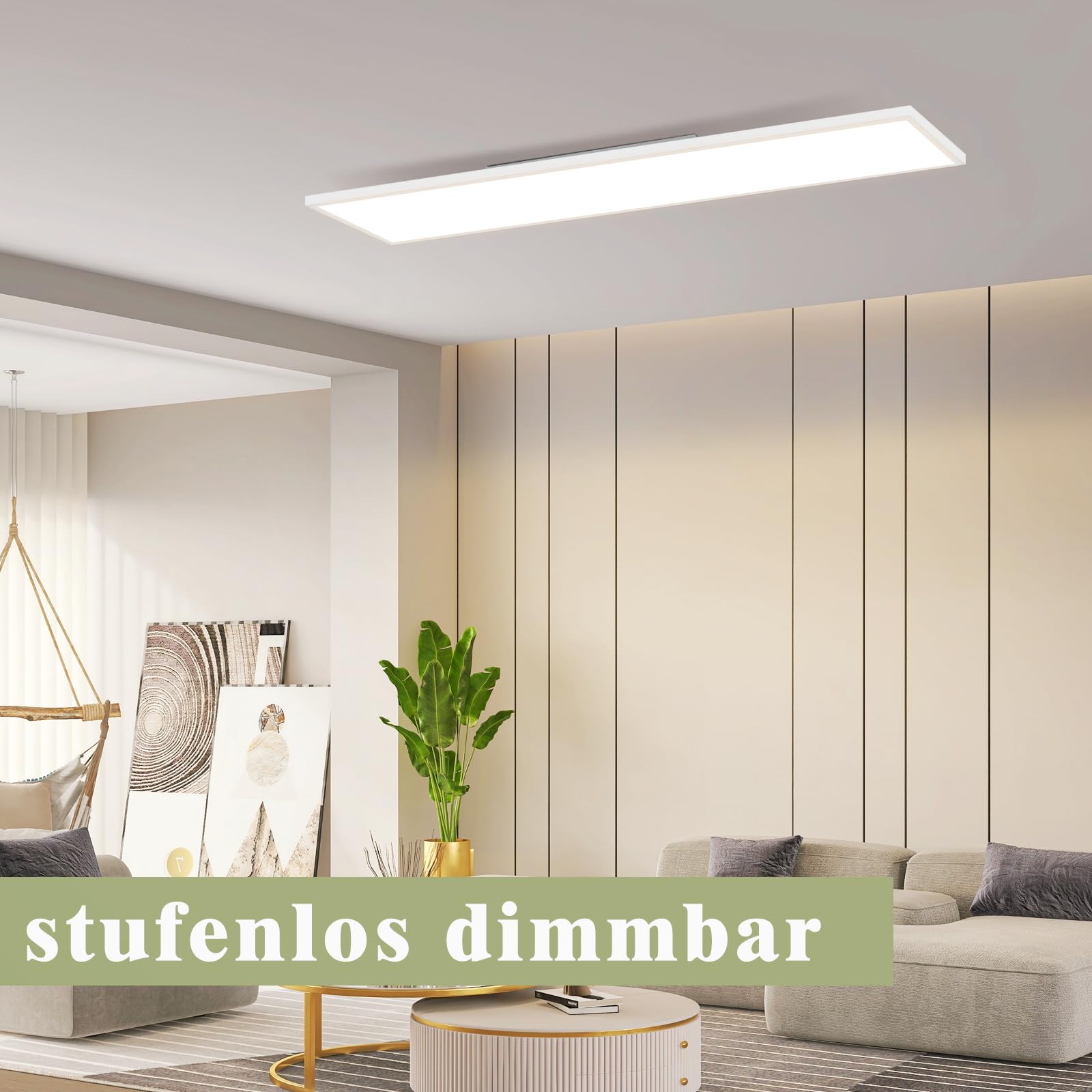 ZMH LED Panel Deckenleuchte 120x30cm -Flach Deckenlampe Lang Rechteckig Deckenpanel Dimmbar Weiße 40W Tageslichtlampe mit Fernbedienung für Büro Küche Flur Wohnzimmer Schlafzimmer