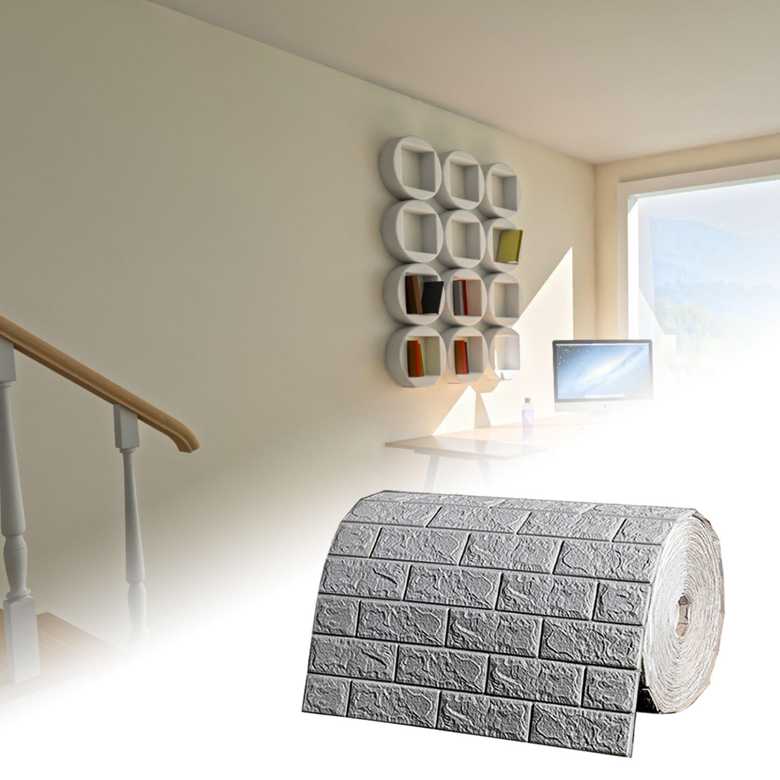 Adesivo da parete 3D, pannelli da muro in finti mattoni, carta da parati in schiuma stacca e incolla, per la cucina, grigio
