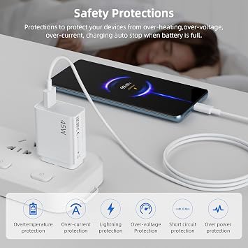 45W Fast Charger Plug for Xiaomi,With USB C Charging Cable 2M for Redmi Note 15 14 Pro 5G,USB Wall Charger fast Charge for Poco X7 X5 M6 M7 Pro/Redmi Note 14C 15C Mi 13 12S Pad 8 7 6 K80 Pro 11 Lite