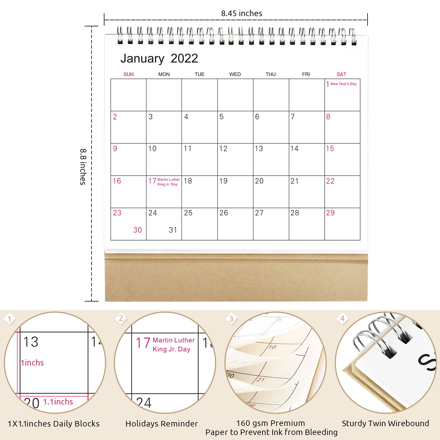 SKYDUE Calendar 2022, Desk Calendar 2022 Standing Flip, from Now to Dec