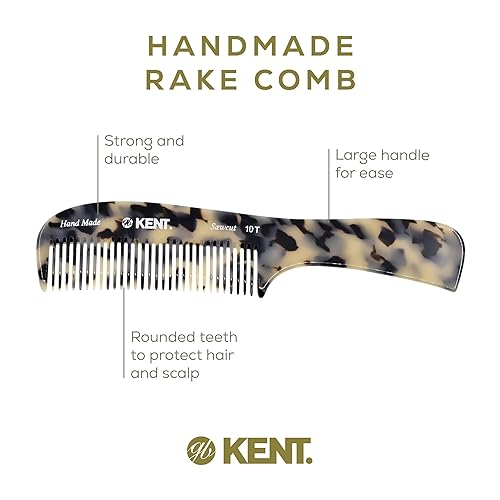 Miniatura 4 de Kent 10T TW - Peine desenredante grande, hecho a mano, peine de dientes anchos para cabello rizado y grueso, peines desenredantes para cabello