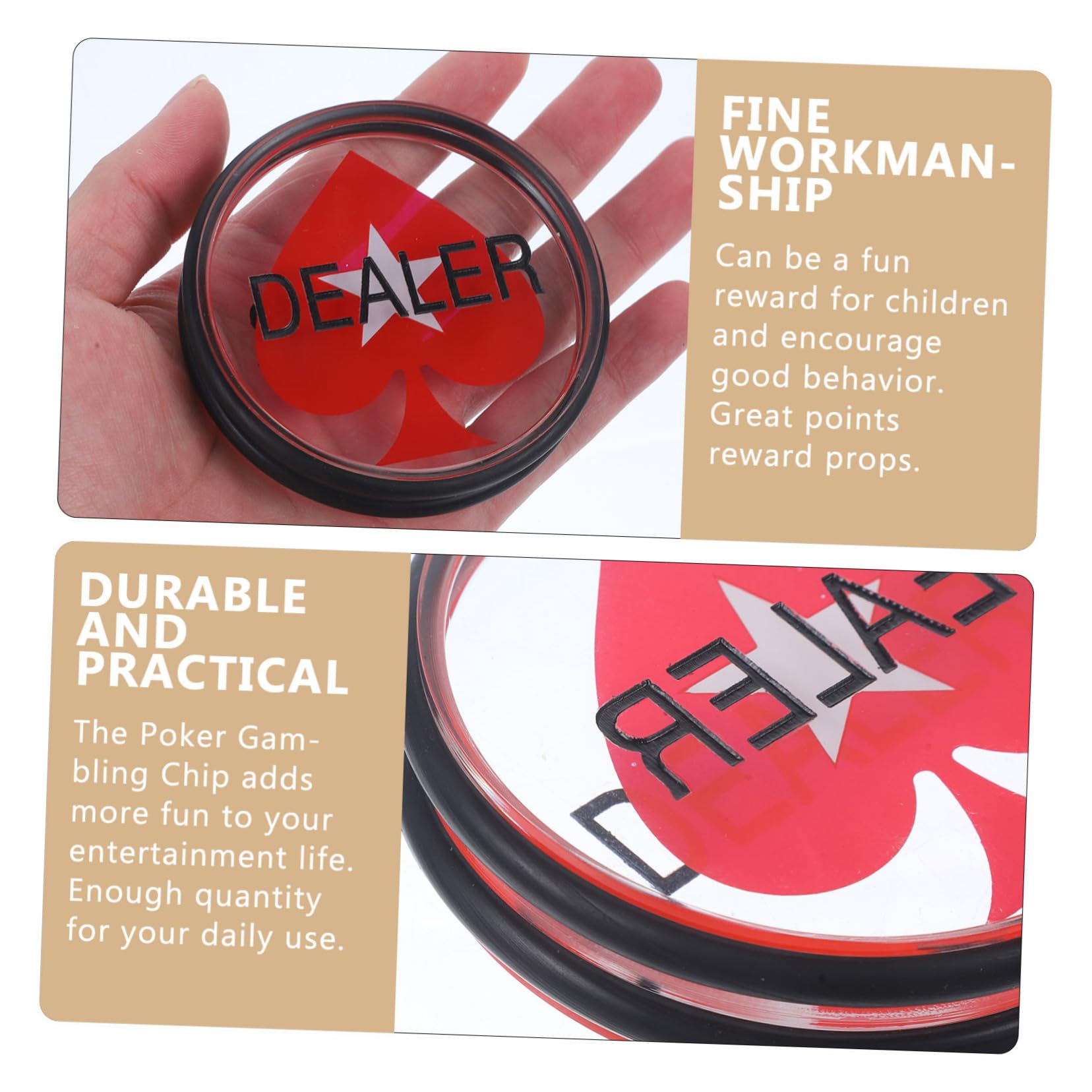 Acrílico Poker Dealer Button Doble Cara Robusto Ligero para Poker Accesorios de Juego y Contador de Tarjetas para Holdem y Accesorios de Juego
